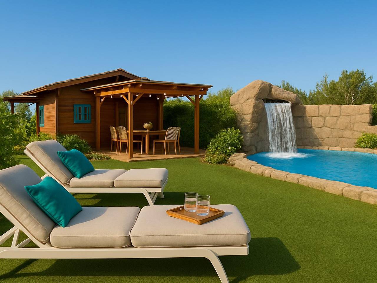 Casa Noray El Palmar- Piscina con chorros de agua in El Palmar (Andalucía), Vejer de la Frontera