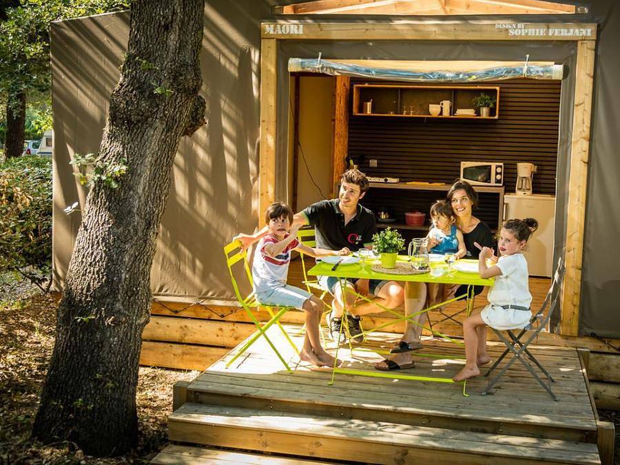 Camping La Tour de France - Safarizelt 4 personen - Maori (ohne Sanitäranlagen) in Latour-de-France, Regionaler Naturpark Corbières-Fenouillèdes