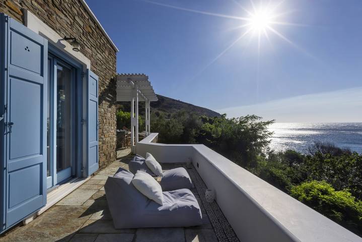 Ferienhaus für 12 Personen, mit Terrasse und Meerblick sowie Garten in Andros