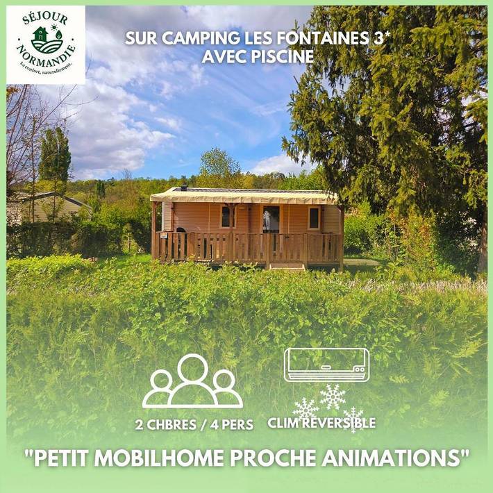 Camping pour 4 personnes, avec piscine et jardin, animaux acceptés