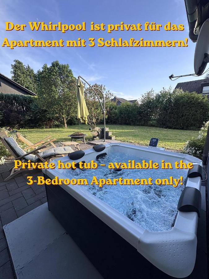 Ferienwohnung für 5 Personen, mit Balkon und Terrasse sowie Whirlpool und Garten