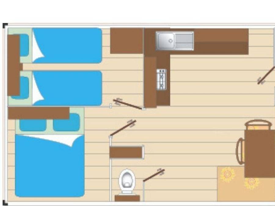 Camping Les Flots Bleus - Mobilhome 4 personnes - Cocoon 4 personnes 2 chambres 21m² in L'Aiguillon-la-Presqu'île, Vendée