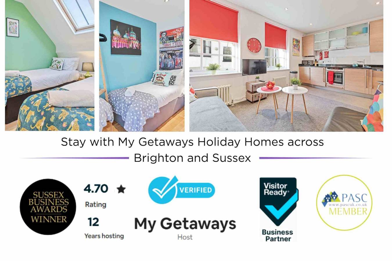 Majestic Mews Apartment. Super Central. Sleeps 2 to 8 Guests. Free wifi in Brighton, Sussex