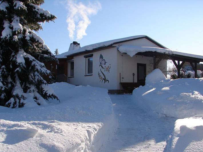 Ferienhaus für 4 Personen, mit Terrasse und Garten sowie Ausblick und Seeblick im Ostharz