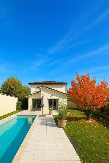 Location de vacances pour 5 personnes, avec terrasse ainsi que jardin et piscine à Marcy-l'Étoile