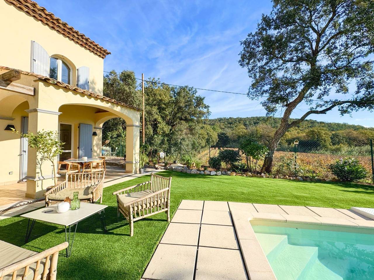 Ganze Ferienwohnung, Doppelhaushälfte mit Pool – 3 Schlafzimmer in Grimaud, Mittelmeerküste (Frankreich)