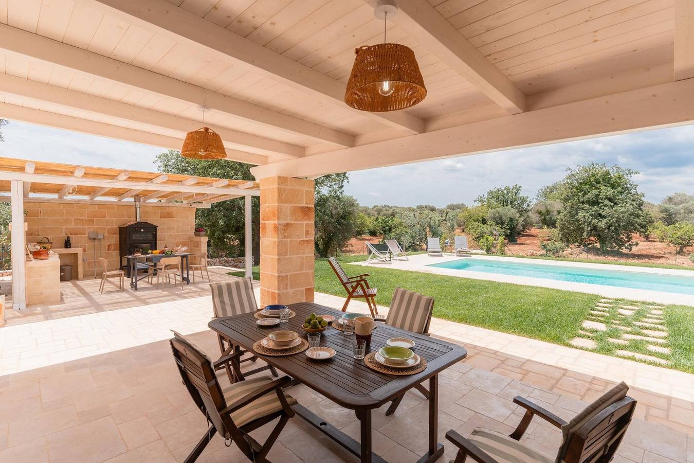 Ferienhaus 'Panoramatrullo Tramonto mit Pool' mit privatem Pool, Wlan und Klimaanlage in San Michele Salentino, Salento