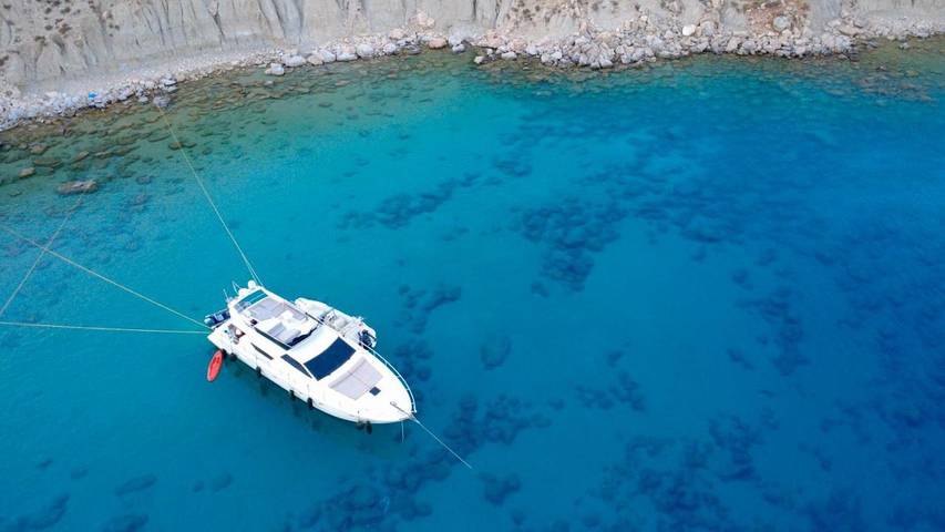 Boot für 9 Personen, mit Terrasse und Ausblick auf Rhodos