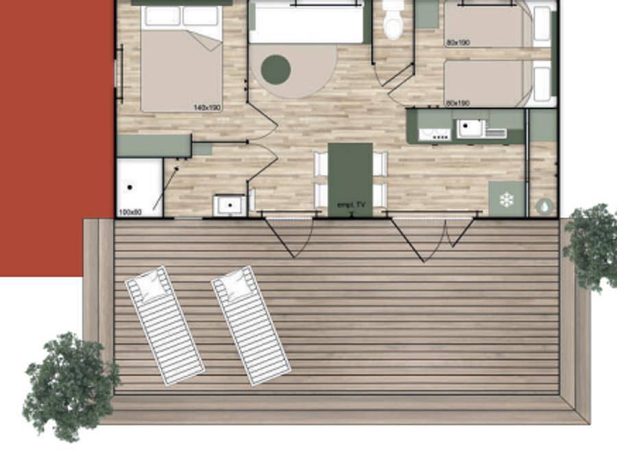 Camping du Grand Pré - Mobilheim 4 personen - L'Iris d'Eau - Parzelle 6 - 2 Schlafzimmer in Long, Abbeville und Umgebung