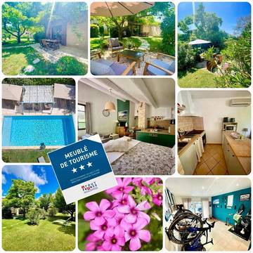 Gîte pour 2 personnes, avec vue ainsi que piscine et jardin à Bédoin