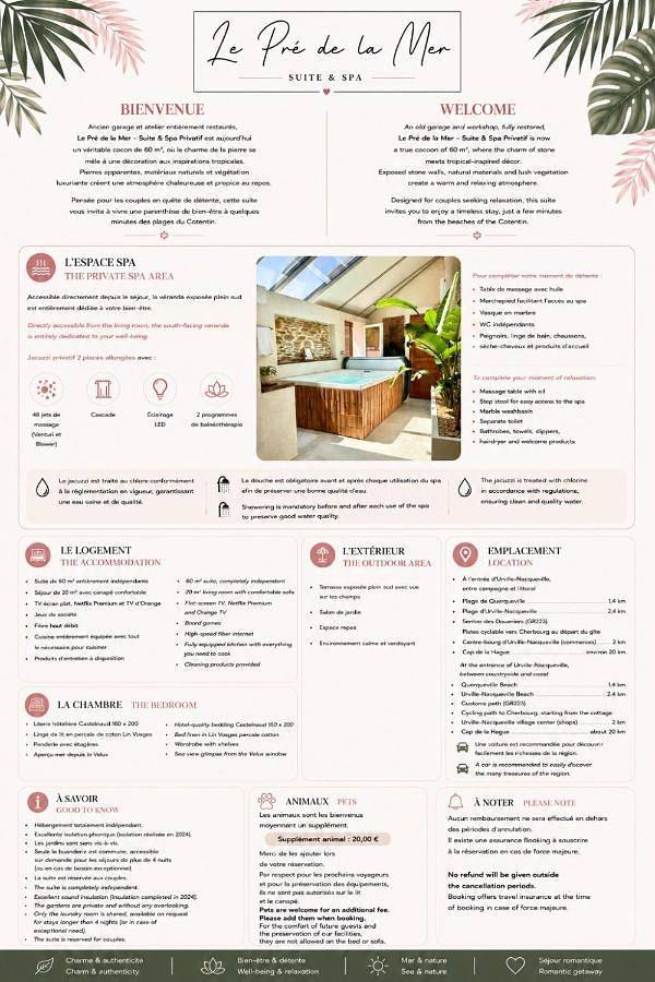 Location de vacances pour 2 personnes, avec Jacuzzi et Terrasse ainsi que Jardin et Vue à Urville-Nacqueville - 4