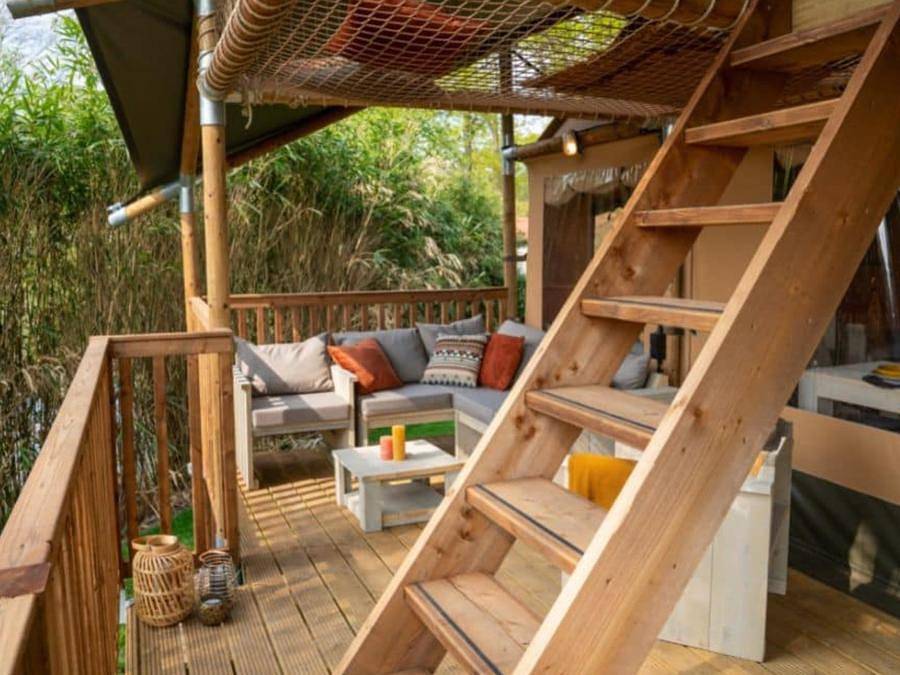 Camping Domaine de l'Orangerie de Lanniron   - Canvas and wooden tent 9 persons - Safari tent sleeps 9 - 4 bedrooms in Quimper, Quimper region