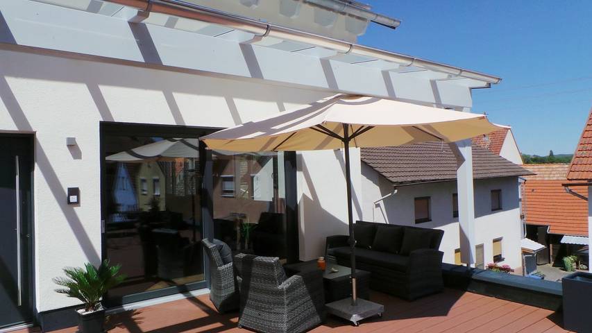 Ferienwohnung für 4 Personen, mit Balkon und Balkon/Terrasse sowie Terrasse und Sauna in der Stuttgart Region