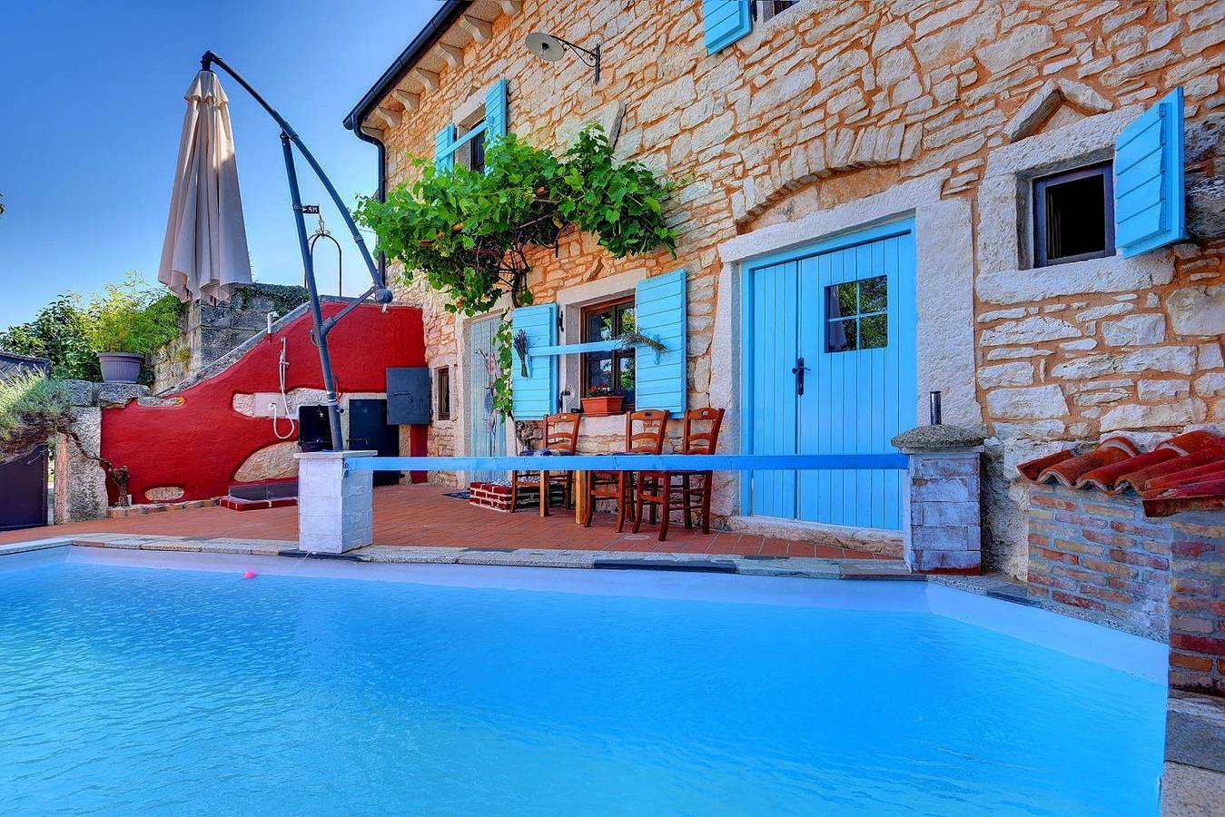 Traumhafte Steinvilla mit Privatpool, Dart, Sommerküche in Režanci, Svetvinčenat