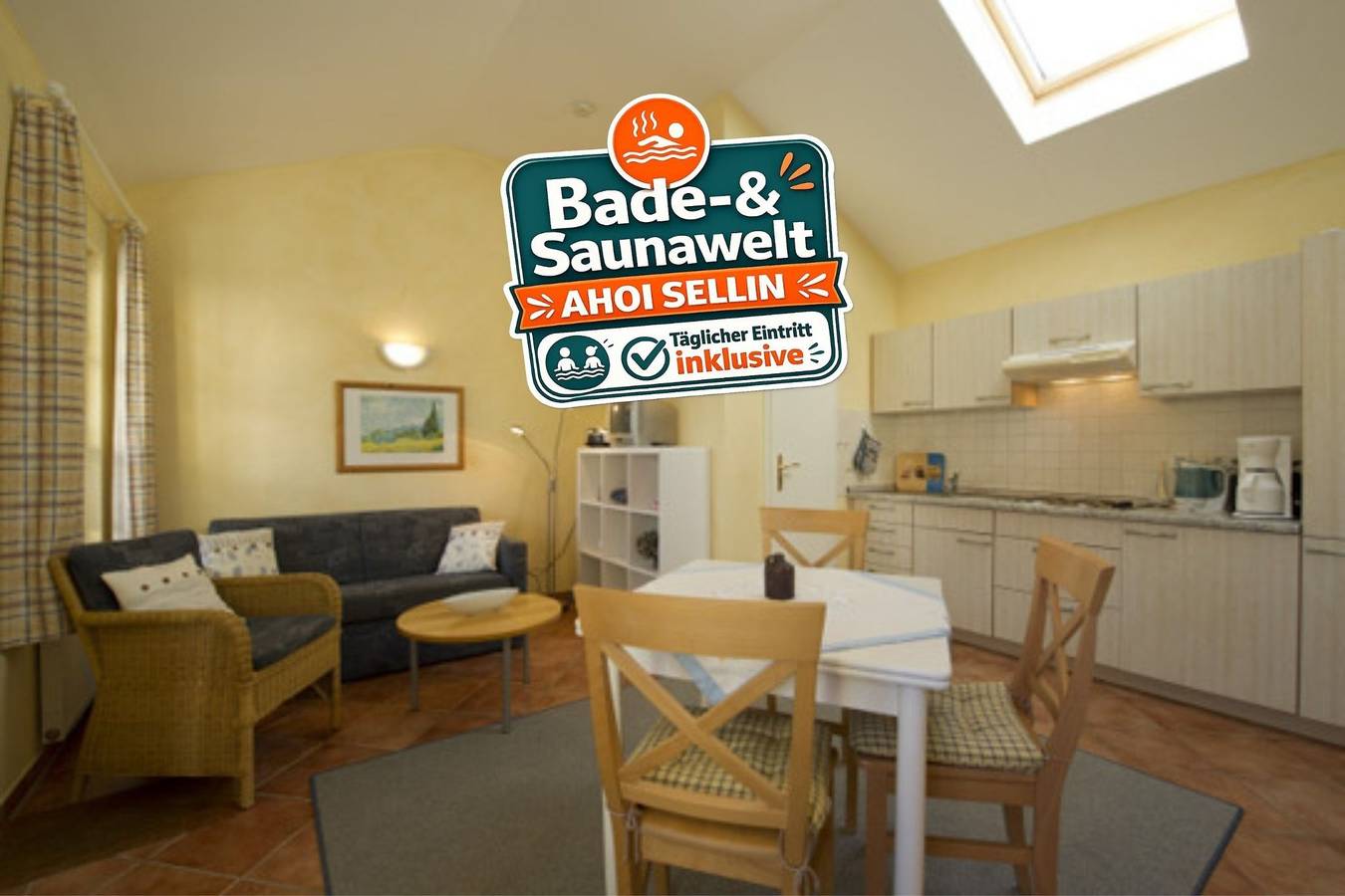 Appartement de vacances entier, Ferienwohnung "Muschel" - Bade- & Saunawelt täglich inklusive in Göhren, Région de Rügen