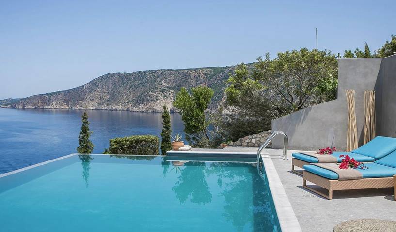 Location de vacances pour 6 personnes, avec piscine ainsi que jardin et vue sur l’océan dans Άσος