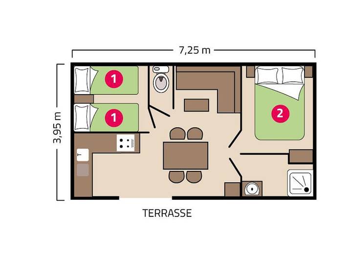 Camping Park Er Lann - Mobilheim 4 personen - Bahia 4 Personen in Saint-Pierre-Quiberon, Côte des Mégalithes