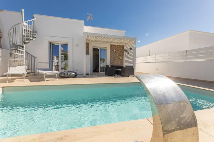 Maison de vacances pour 4 personnes, avec Balcon/Terrasse à Marina di Mancaversa