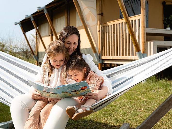 Camping Sunêlia La Presqu'île - Safarizelt 6 personen - Zelt Lodge Prestige Plus - 2 Zimmer - 1Sdb - 35m² in Prunières, Nationalpark Écrins
