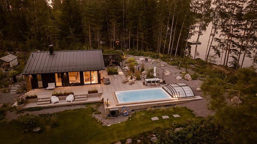 Chalet pour 5 personnes, avec vue et jardin ainsi que sauna et piscine