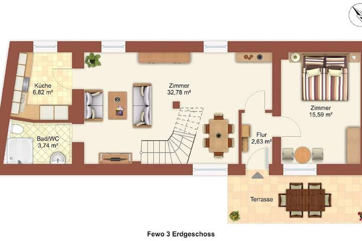 Ferienwohnung für 6 Personen, mit Terrasse - 1