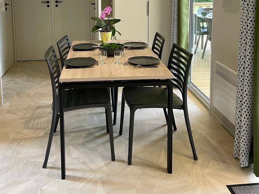 Flower Camping et Base de Loisirs de Rouffiac - Mobilheim 8 personen - Mobilheim Premium Rouffiac 40m² (3 Schlafzimmer) + 2 Bäder + Lv + Ll + Terrasse 6/8 Pers. in Angoisse, Périgord Vert