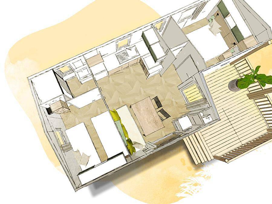 Camping Ile De La Comtesse - Mobilhome 4 personas - Mobil home Vedette 2 habitaciones 25m² 2024 in Murs-et-Gélignieux, Belley