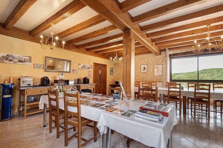 Room 'Chambre Montagne' with shared pool, Wi-Fi and air conditioning - Table d'Hôte in Salignac-Eyvigues, Périgord Noir