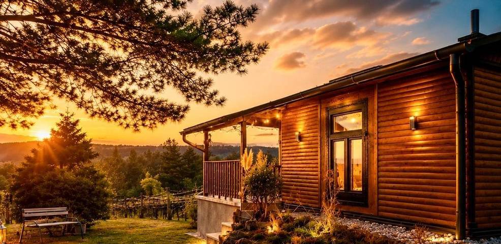 Chalet für 2 Personen, mit Balkon und Terrasse sowie Garten und Ausblick in Ungarn