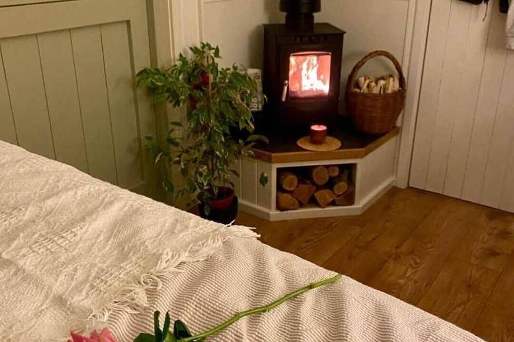 A quiet and cosy Shepherds Hut, with wood burning fire with scenic views in Conwy, Snowdonia