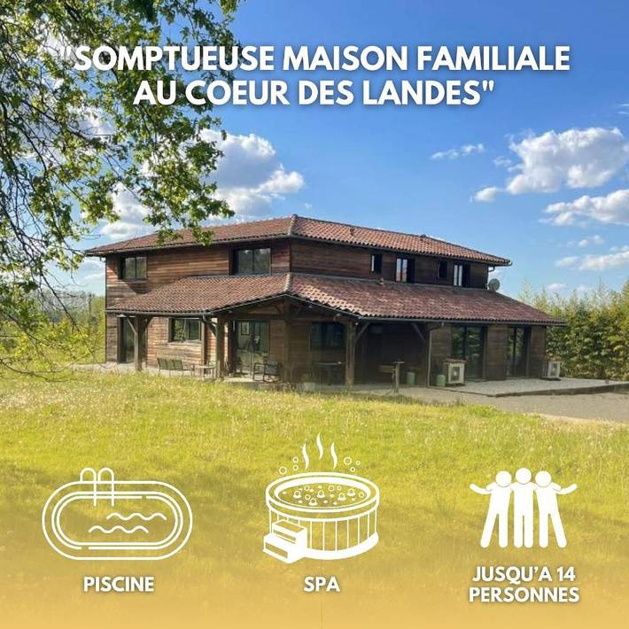 Location de vacances pour 12 personnes, avec jardin ainsi que piscine et jacuzzi à Nerbis