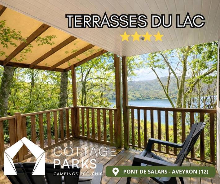 Camping pour 4 personnes, avec Terrasse et Piscine ainsi que Vue et Vue sur le lac