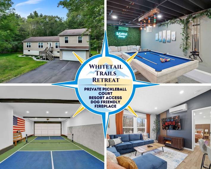 Vacation rental for 10 people, with yard and terrace as well as pool and lake view, with pets in Pocono Mountains