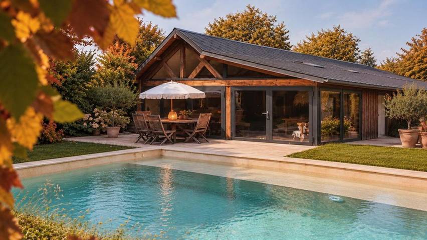 Location de vacances pour 6 personnes, avec Terrasse et Jardin ainsi que Piscine et Vue à Saint-Antonin-de-Sommaire
