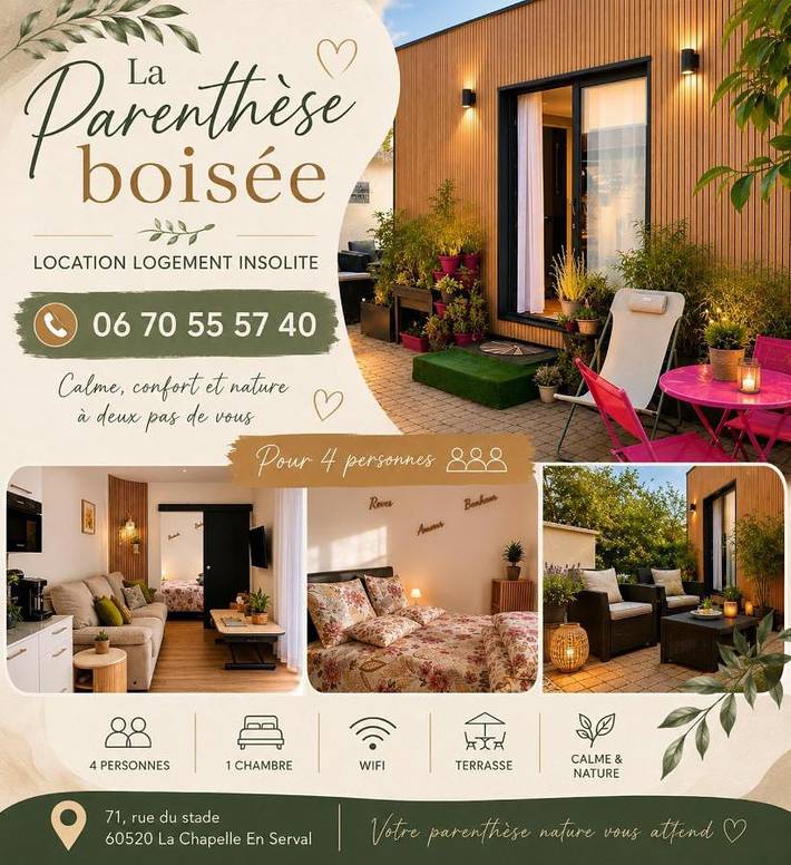 Gîte pour 4 personnes, avec jardin à La Chapelle-en-Serval