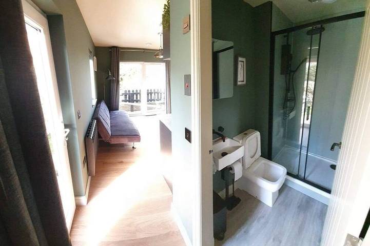 Kabine-Apartment-Eigenes Badezimmer-Blick auf die Landschaft in Highlands