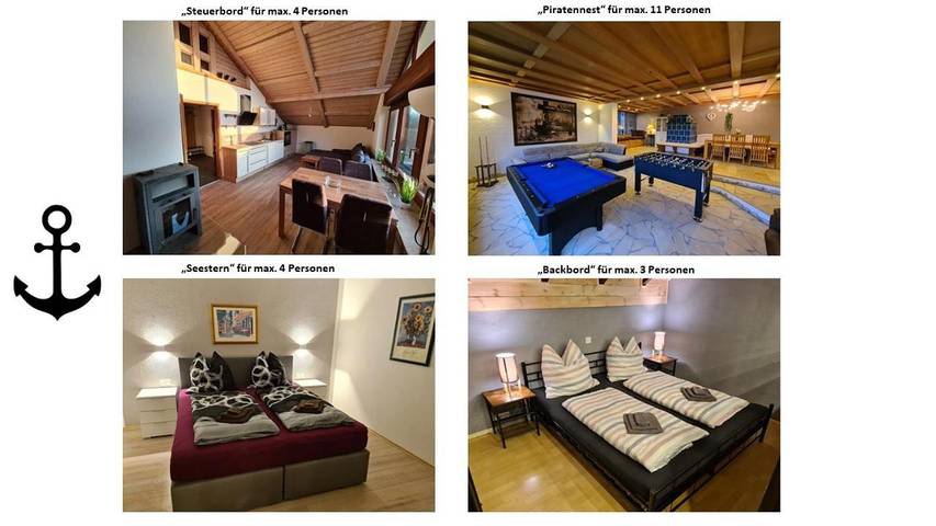 Ferienwohnung für 4 Personen, mit Balkon und Terrasse sowie Ausblick