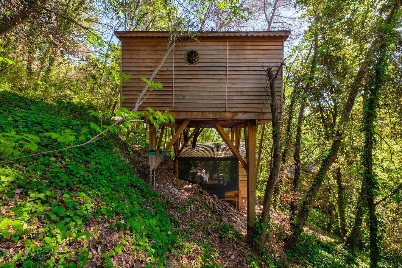 Appartement entier, Cabane "Shere Khan" avec piscine partagée, 2 terrasses privées et Wi-Fi in Saint-Paul-de-Vence, Côte méditerranéenne (France)