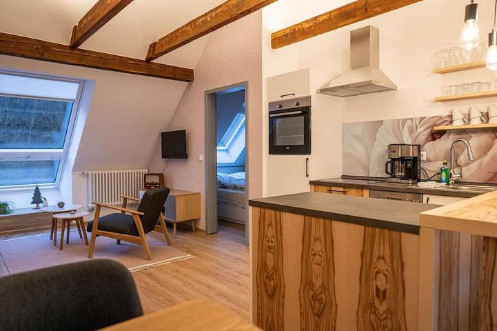 Ferienwohnung für 4 Personen, mit Balkon und Sauna sowie Garten in Falkenstein/Harz