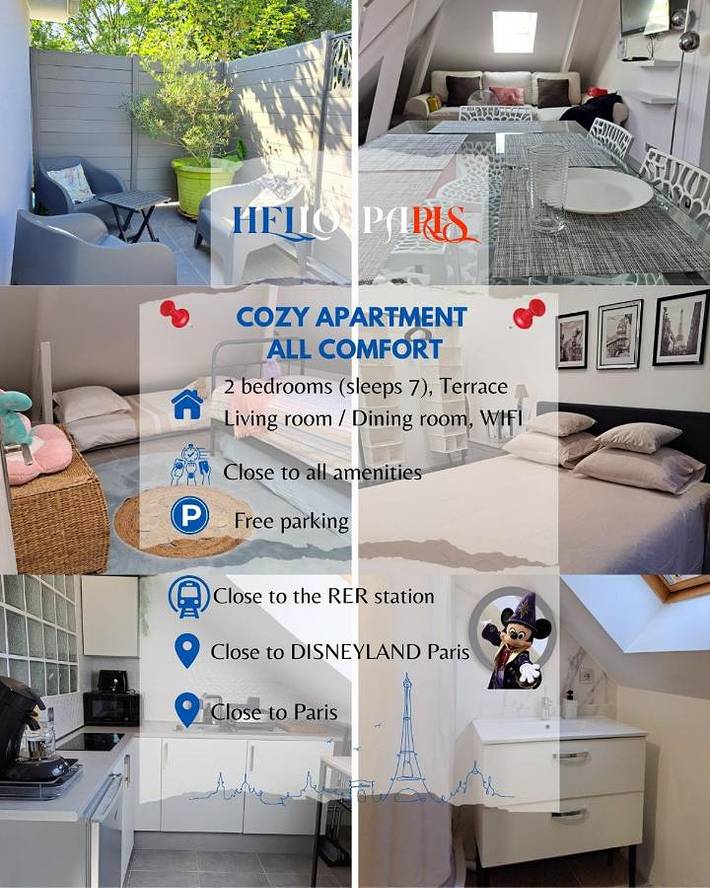 Gîte pour 5 personnes, avec Terrasse et Vue dans Roissy-en-Brie