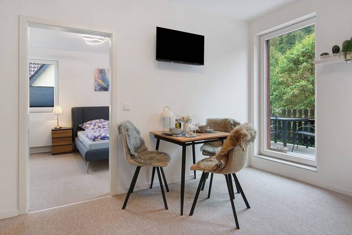 Ganze Wohnung, Apartment „Lutterblick“ mit Bergblick, Balkon und WLAN in Bad Lauterberg, Harzvorland