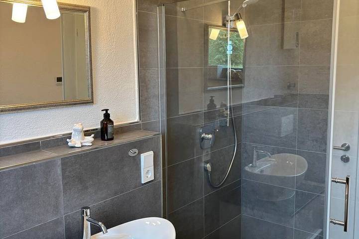 Ganze Wohnung, Hunsrückglück -Ferienhaus am Schinderhannes Radweg - Appartement/Fewo, Dusche, in Lingerhahn, Hunsrück