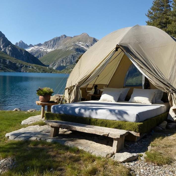 Tente pour 2 personnes, avec vue sur le lac ainsi que jardin et vue en Haute-Savoie - 2