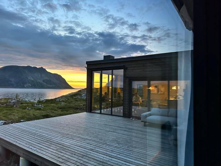 Ferienhaus für 6 Personen, mit Terrasse und Sauna sowie Ausblick in Vågan