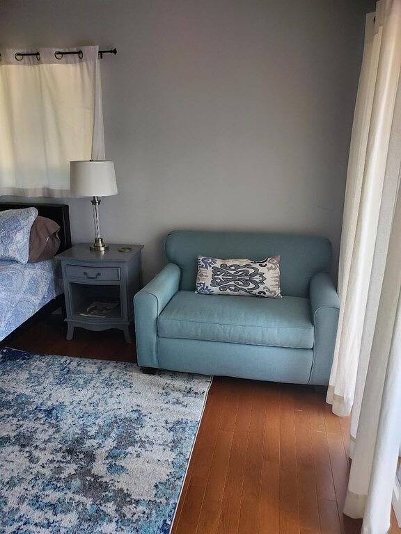 Main Blick auf den See, Strand und Dock am Lake Gaston in Lake Gaston