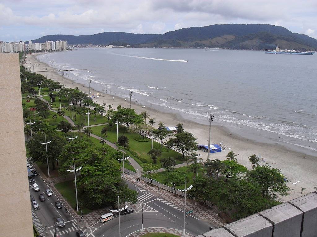 Ganze Wohnung, Fit 1 Schlafzimmer mit Panoramablick auf den Strand, Wi-Fi, Gar. Kollektiv, Embaré (Kanal 4) in Santos, Baixada Santista