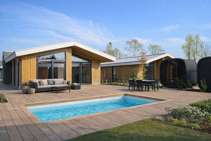 Location de vacances pour 6 personnes, avec vue sur le lac et sauna ainsi que terrasse et jardin à Veldhoven