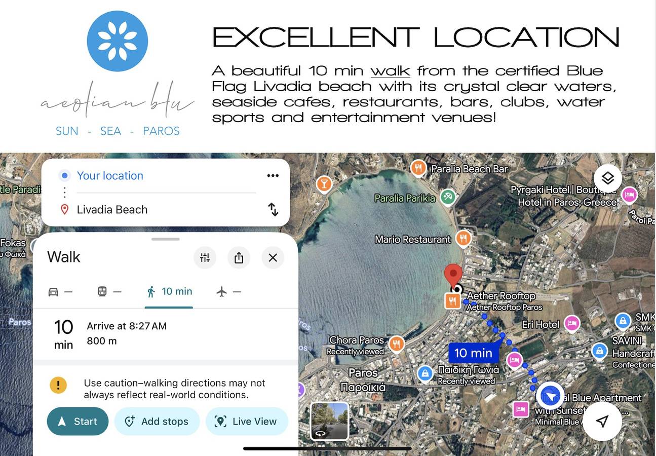Ganzes Studio, Studio 'Aeolian Blu 6' mit Meerblick, Wi-Fi und Klimaanlage in Parikia, Paros
