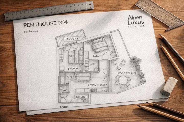 Ganze Wohnung, Penthouse N'4 – Rooftop Terrace, Sauna & Whirlpool Access in Kramsach, Kaisergebirge