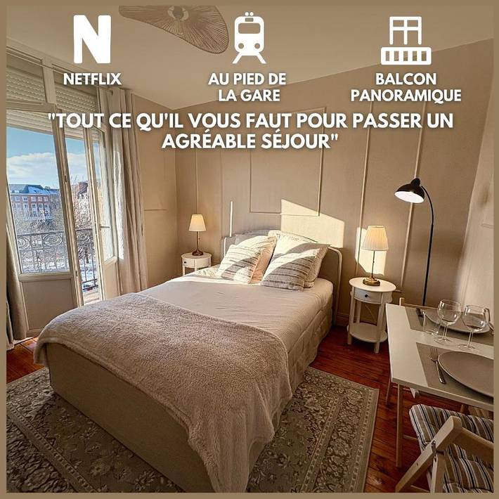 Gîte pour 2 personnes, avec Balcon et Vue dans Gare D Arras
